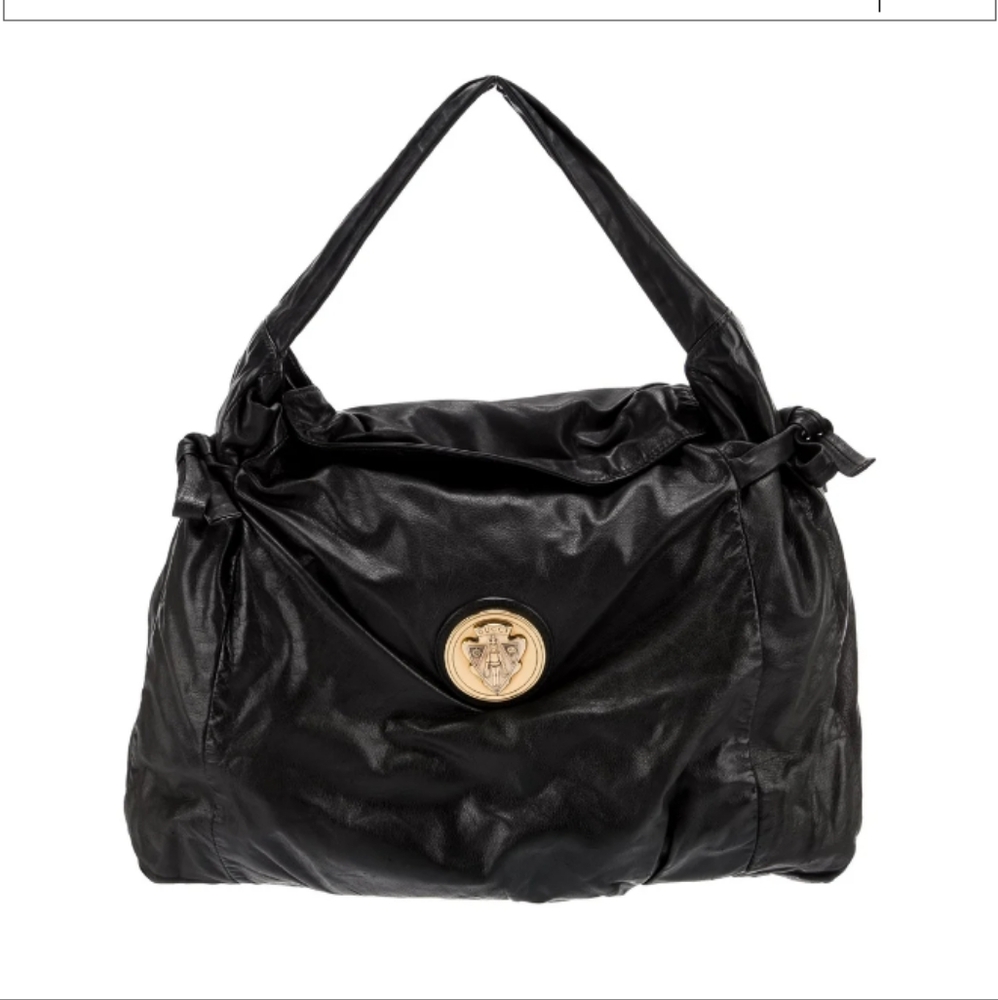 Gucci Black Shoulder Bag with Gold Emblem